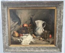 Jean Alphonse Stival (1879-1944) oil on canvas - Still life with white jug, signed, labels verso, 48