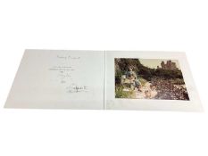 H.M. Queen Elizabeth The Queen Mother, scarce signed 1986 family Christmas card with gilt embossed c