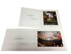 H.M. Queen Elizabeth The Queen Mother, two signed 1999 and 2000 Christmas cards, each with gilt embo