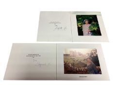 H.M. Queen Elizabeth The Queen Mother, two signed 1995 and 1996 Christmas cards, each with gilt embo