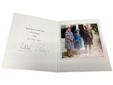 H.M. Queen Elizabeth II and H.R.H. The Duke of Edinburgh, scarce hand signed 1999 Christmas card wit
