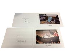 H.M. Queen Elizabeth The Queen Mother, two signed 2000 and 2001 Christmas cards, each with gilt embo