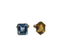 Two gem-set cocktail rings on 9ct gold shanks