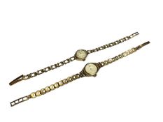 Two vintage 9ct gold ladies wristwatches, both on 9ct gold bracelets