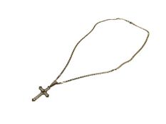 9ct gold and cubic zirconia cross pendant on 9ct gold chain