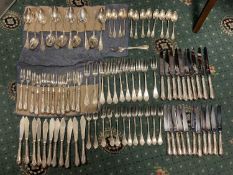 Extensive canteen of German 800 standard silver/white metal cutlery