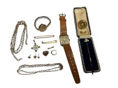 Group of gold and yellow metal jewellery and watches