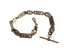 Edwardian style 9ct rose gold fancy link watch chain, 27cm long