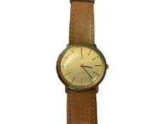 Omega De Ville gold plated wristwatch on leather strap