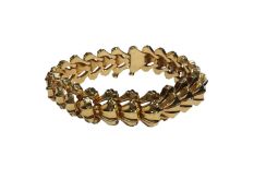 Continental yellow metal bracelet with articulated links