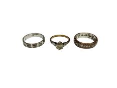 9ct white gold diamond set eternity ring, one other 9ct gold eternity ring with synthetic white ston