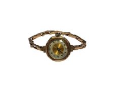 1920s 9ct rose gold ladies wristwatch on a 9ct rose gold expandable bracelet