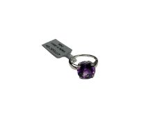 9ct white gold amethyst single stone ring