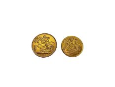 Edward VII gold full sovereign, 1907 and a George V gold half sovereign, 1911 (2 coins)