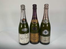 Three bottles of champagne, Veuve Clicquot Ponsardin 1970, another 1970 Silver Jubilee Veuve Cliquot