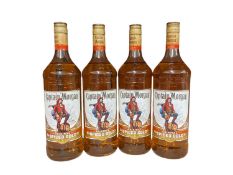 Four bottles, Captain Morgan Spiced Gold 35% Vol, 1 litre x 4