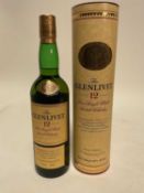 One bottle, The Glenlivet 12 year old single malt whisky, 40%, 70cl., in original tube