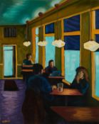 Kari Lennartson "Afternoon Crowd" Painting 1999
