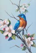 James Meger Bluebird & Apple Blossoms Painting