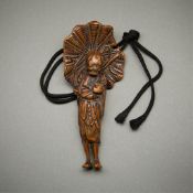 Antique Japanese Netsuke of Figure w/ Umbrella