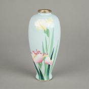 Antique Japanese Wireless Cloisonne Iris Vase
