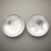 2 Japanese Silver Footed Dishes