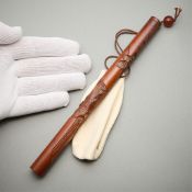 Japanese Carved Bamboo Sagemono Pipe Holder