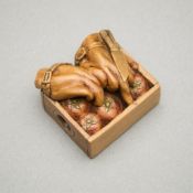 David Carlin "Box of Tomatoes" Carved Ojime 1992