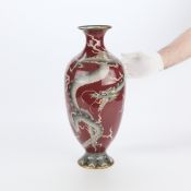 Large Japanese Meiji Cloisonne Dragon Vase