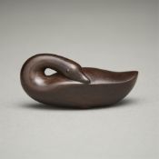 Ouchi Sosui Carved Wood Swan Netsuke