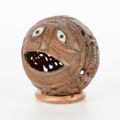 Mexican Folk Art Bugbear Carved Coconut Shell