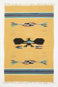 Mexican Chimayo Wool Thunderbird Blanket 5'10"x3'9"