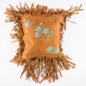 Vintage Painted "Telluride, CO" Leather Pillow