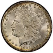 1884-CC Morgan Silver Dollar PCGS MS63 Rainbow Hue