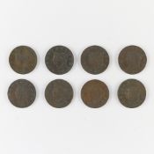 8 U.S. Coronet Head Large 1c Coins
