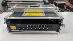 Netgear GS324TP Switch plus Patch Panel with cables mounted in flight case.