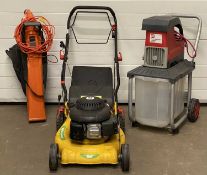 PETROL LAWNMOWER WOLF WG1764 5HP, garden shredder, and Flymo garden vac Provenance: deceased