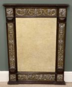 ARCHITECTURAL ANTIQUE WALL MIRROR with Classical foliate and figural relief panels to the borders,