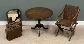 VINTAGE FURNISHING ASSORTMENT, comprising carved Gothic type chair, 88 (h) x 54 (w) x 43cms (d),