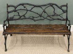 CAST IRON BENCH with wooden slats, in the manner of Coalbrookdale, 78 (h) x 126 (w) x 59cms (d)