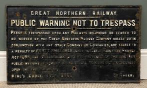 VICTORIAN RAILWAYS PROPERTY SIGN in cast iron for Great Northern Railway 'Public Warning Not To