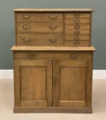 VINTAGE PINE OFFICE CABINET, top with multiple compartmented and other drawers, single drawer to