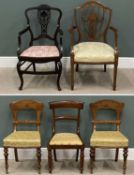 ANTIQUE & VINTAGE CHAIRS including fine mahogany inlaid upholstered elbow chair with shield and