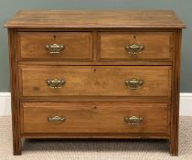 EDWARDIAN COMPACT MAHOGANY CHEST OF DRAWERS, with brass drop handles, 79 (h) x 101 (w) x 46cms (d)