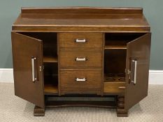 ART DECO STYLE POLISHED SIDEBOARD having stylish chrome handles, 97 (h) x 122 (w) x 46cms (d)