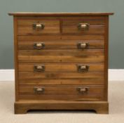 20TH CENTURY LIGHT MAHOGANY CHEST OF DRAWERS, on bracket feet, 102 (h) x 103 (w) x 49cms (d)