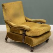 VINTAGE IN THE MANNER OF HOWARD & SONS ARMCHAIR, on turned supports, 89 (h) x 73 (w) x 63cms (d)