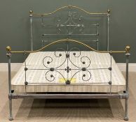 ANTIQUE STYLE METAL DOUBLE BED, base labelled 'Seventh Heaven', 135 (h) x 213 (w) x 153cms (d)