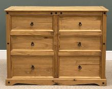 MODERN LONG PINE CHEST OF SIX DRAWERS, 102 (h) x 135 (w) x 49cms (d) Provenance: private