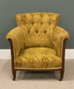 VINTAGE ARMCHAIR, classically upholstered with button back, 77 (h) x 78 (w) x 48cms (d)